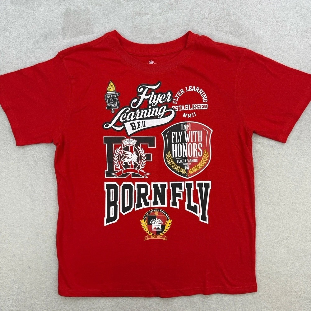Born Fly Shirt Mens Red Short Sleeve‎ Graphic T Shirt Flyer Learning 2XL
